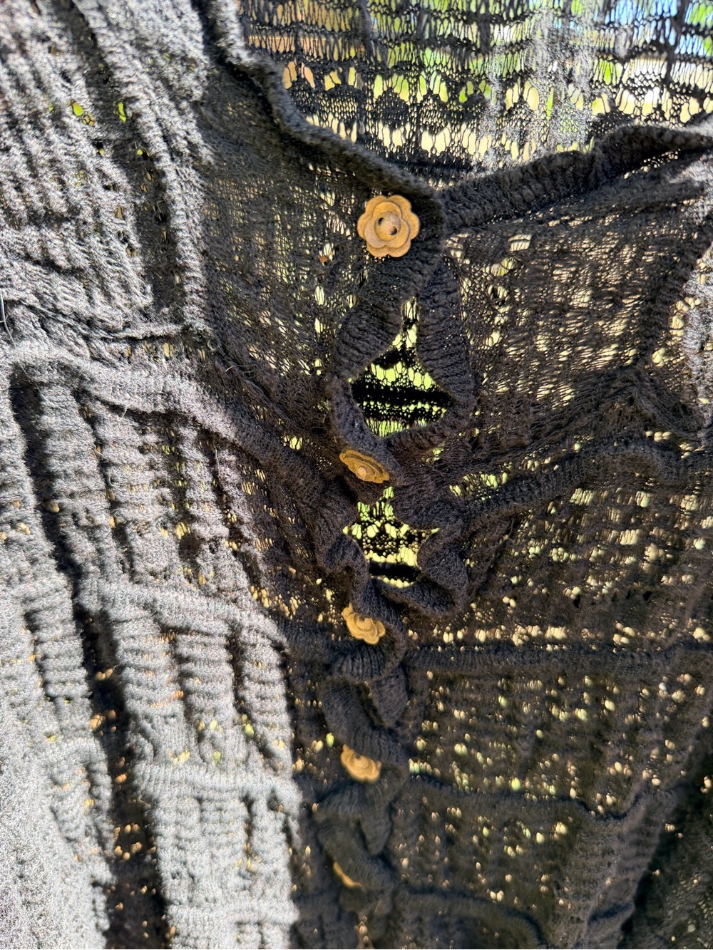 NATURAL LIFE Black Crochet Button-Front Cardigan - Picture 3 of 4